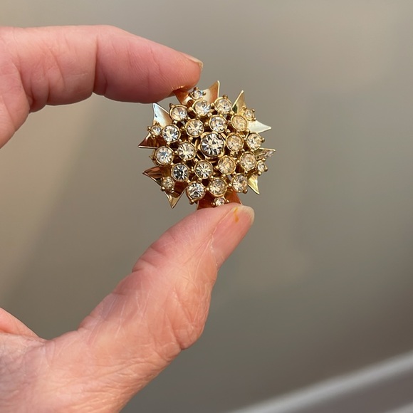 Vintage Clear Rhinestone Maltese Style Cross Pendant Pin Matching Clip Earrings - Picture 14 of 16